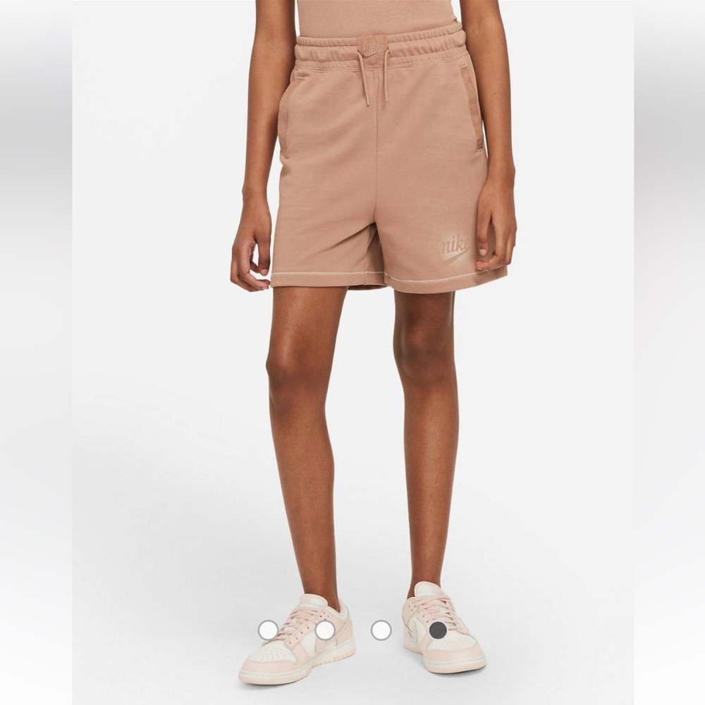 Nike Classics washed high waisted shorts in dark sand